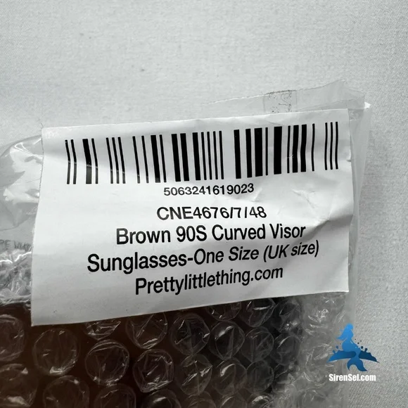 1192 NWT PrettyLittleThing Curved Visor Sunglasses - Brown/Black - Picture 5 of 9